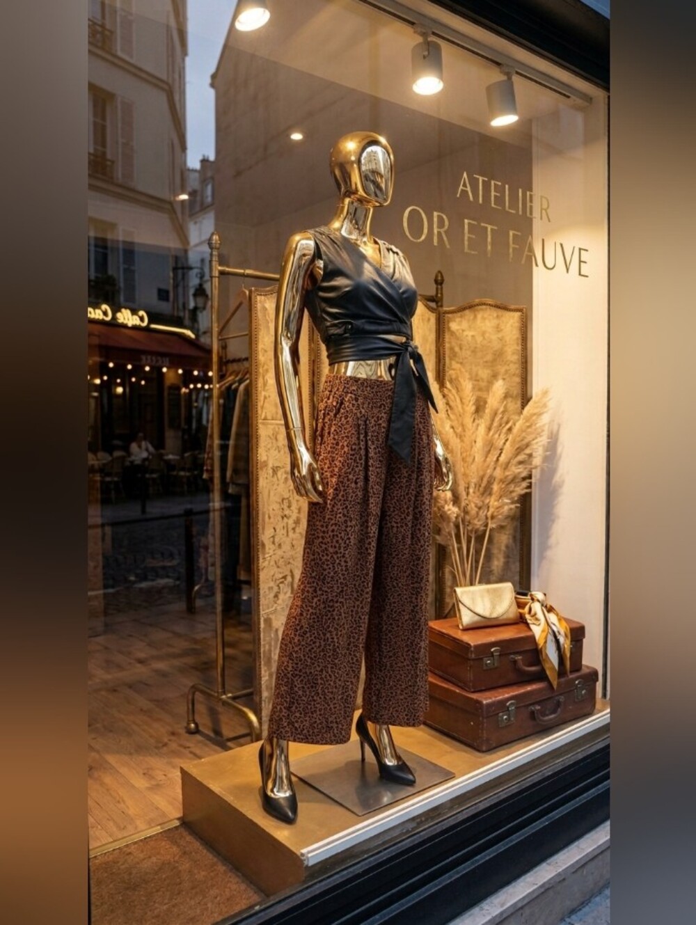 Brown Leopard Wide-Leg Pants